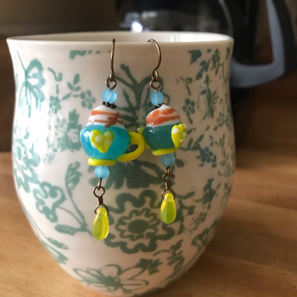 Handmade OOAK Latte Mug Earrings